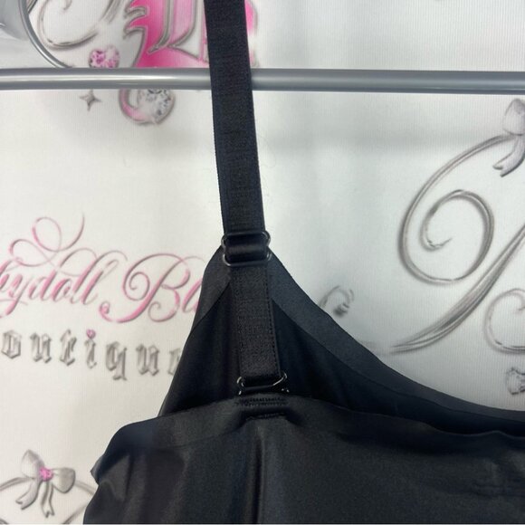 Love your assets tank top black shiny shimmer Chic Black Camisole Top - Picture 8 of 15